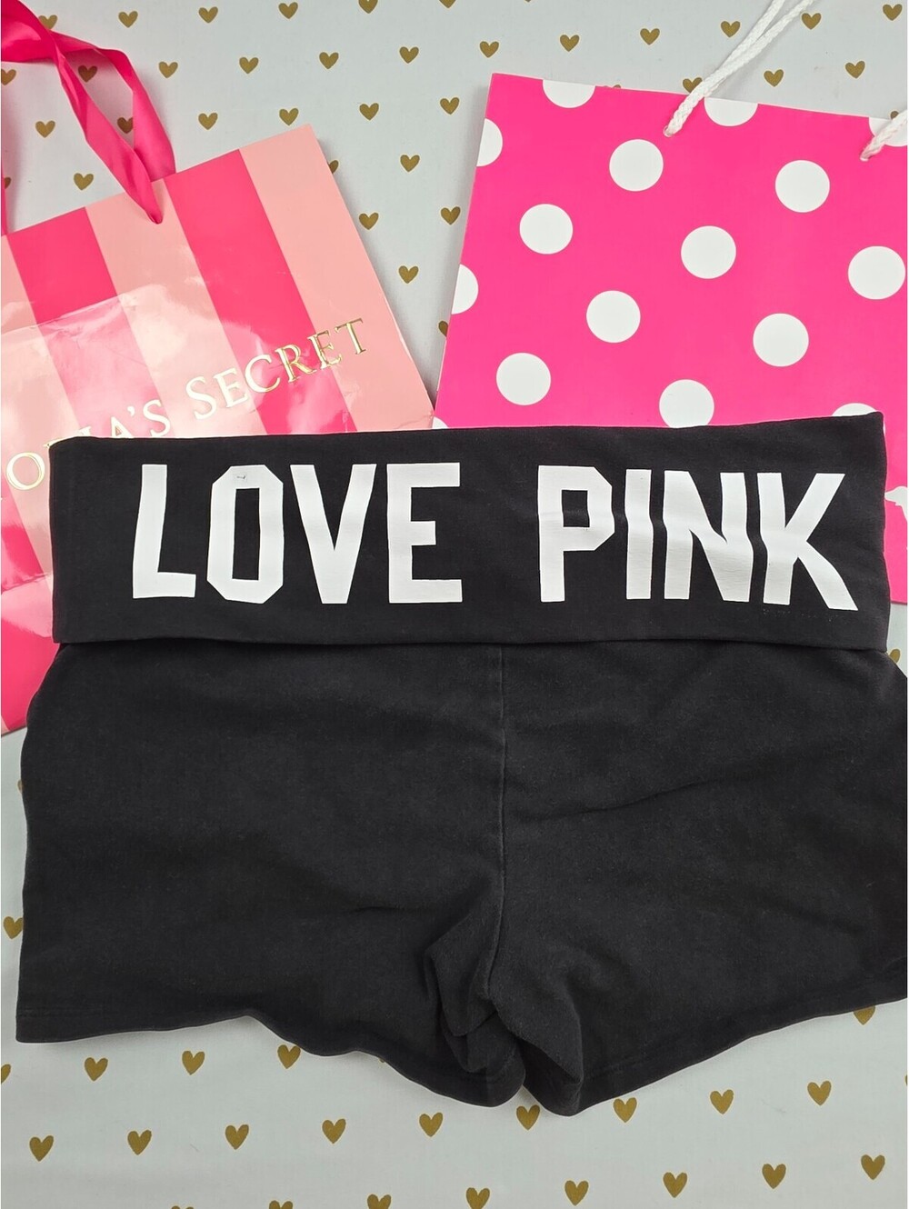 Victorias Secret PINK Vintage Y2k Foldover Yoga Shorts Logo Medium